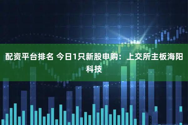 配资平台排名 今日1只新股申购：上交所主板海阳科技